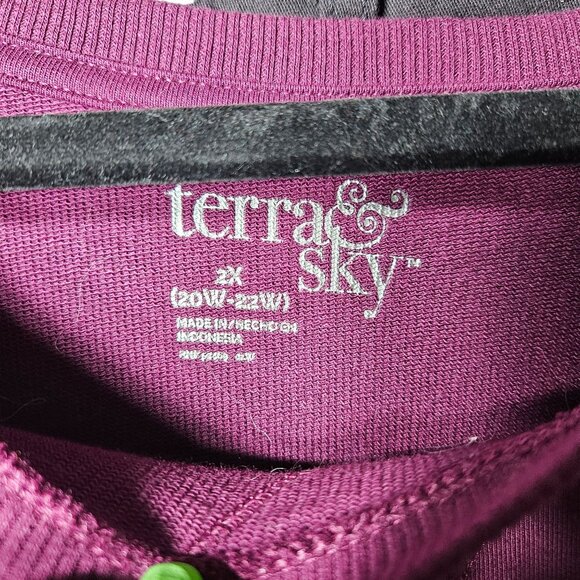 Terra & Sky Womens 2X Burgundy Crewneck Sweatshirt Relaxed Fit - Picture 2 of 3